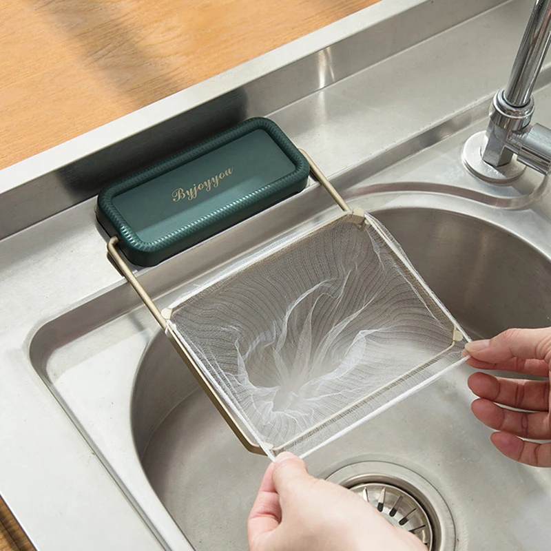 Sink Filter Rack drain filter basin drain filter sink drain set Kitchen Foldable Food Waste Sink Strainer Mesh Bag Stand Garbage Net Shelf Anti-Clogging Garbage Mesh Bag