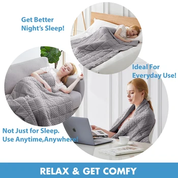 Gray Casual Weighted Blanket Twin for Adults Stress Insomnia Anxiety Heavy Thickened Blanket with Premium Glass Beads 4
