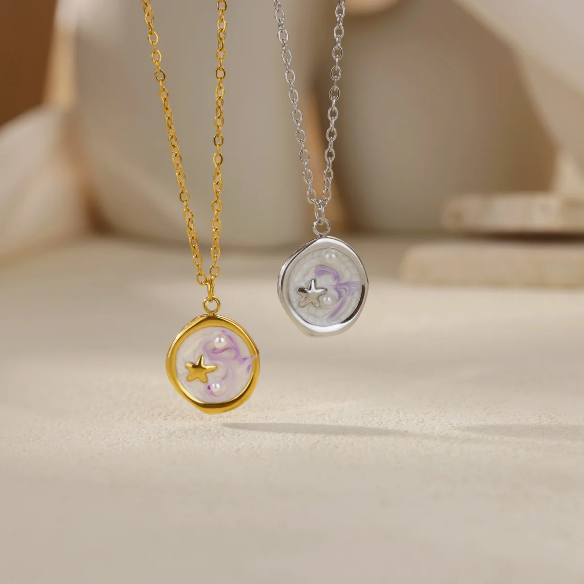 Starfish Round Stainless Steel Necklace For Women