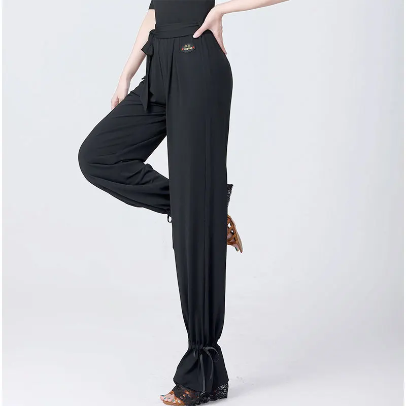 Dance Pants Elastic Waist Latin Dance Practice Pants Shrinking Lace Trousers Ballroom Dance Ladies Pants Women Clothing
