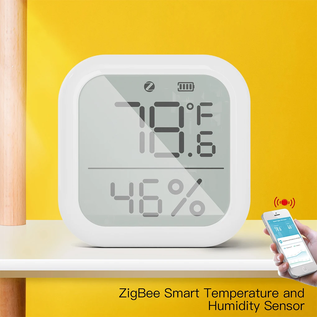 

Tuya ZigBee Temperature Humidity Sensor Digital LCD Display Electronic Transducer Household Living Room Indoor