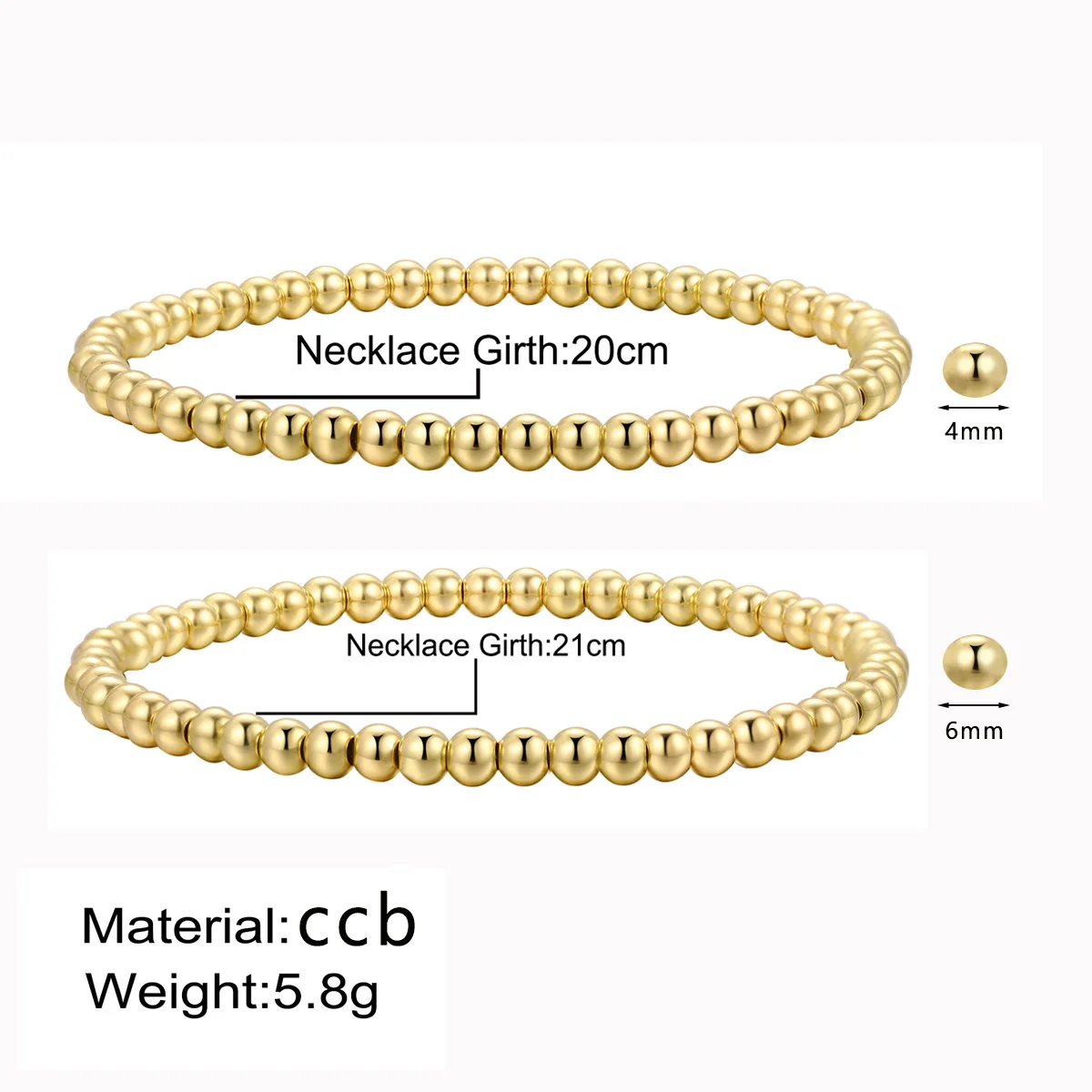 2024 Boho Gold Plated Beaded Bracelets for Women Simple Big CCB Beads Link Chain Bracelet Bangle Fashion Party Jewelry Gifts