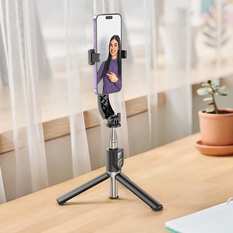 HOCO K20 Stainless Steel Live Broadcast Holder Wireless Selfie Stick Bluetooth 4.2 Remote Extendable Tripod Travel Phone Holder