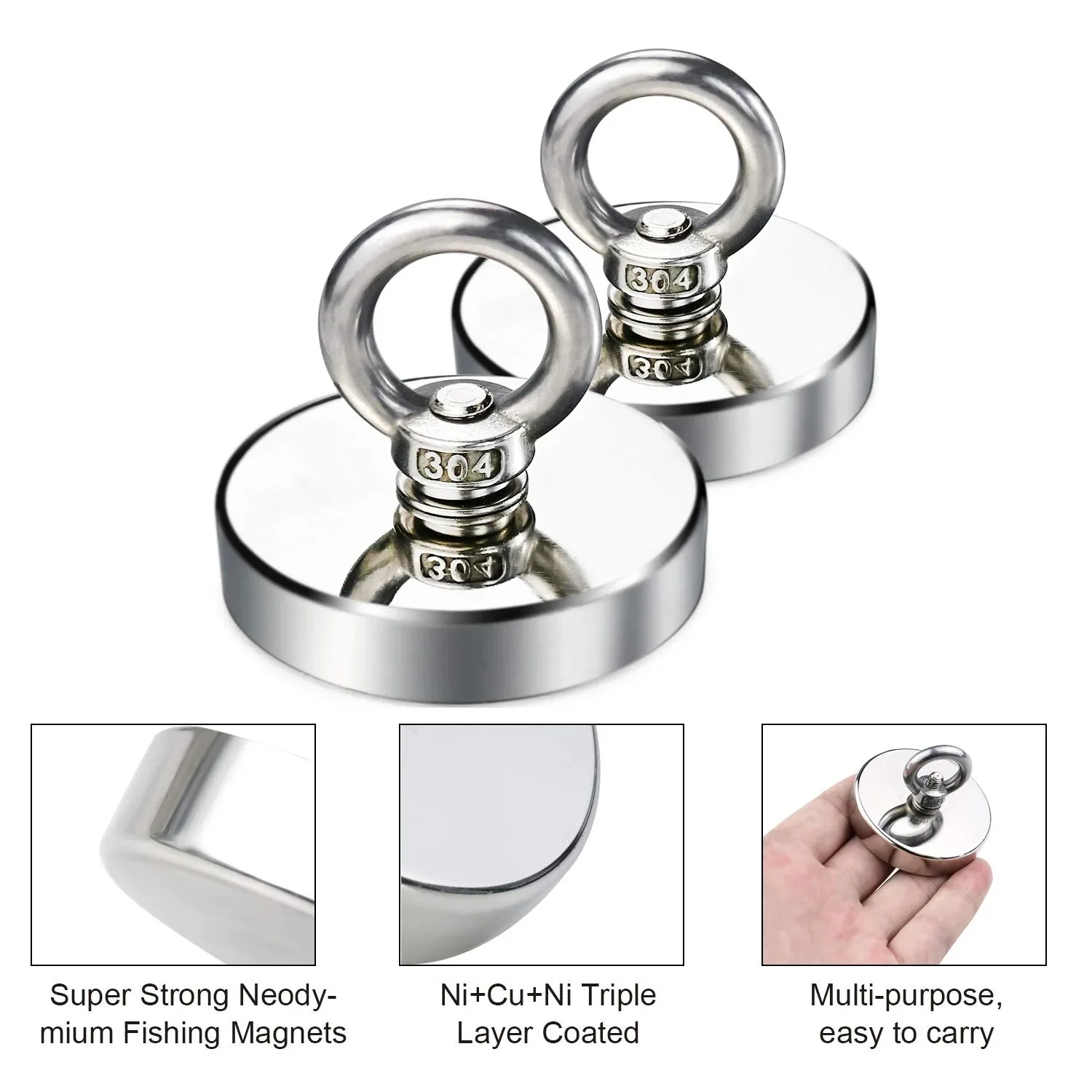 Description Picture 6 of itemSuper Strong Neodymium Fishing Magnet Hook N52 Heavy Duty Rare Earth Magnet with Countersunk Hole Eyebolt 16-60mm Salvage Magnet