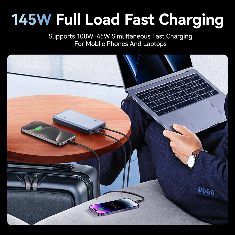 Power Bank 25000mAh 145W 100W Self-Charging Digital Display QC3.0/PD3.0 For Macbook/iPhone/Samsung/Tablet