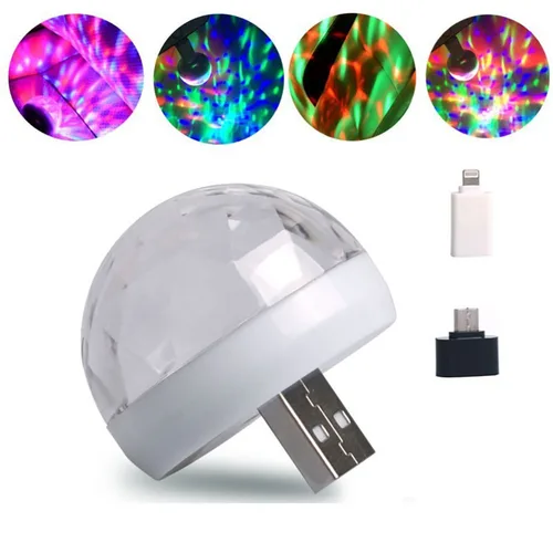 Led 애플 USB 자동차 USB 앰비언트 라이트 DJ RGB 미니 다채로운 음악 사운드 인터페이스, 휴일 파티 분위기 인테리어 돔 트렁크 램프 2