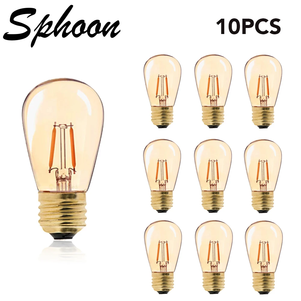 

S14 Vintage Led Filament Bulb E27 1W Amber Glass ST45 Dimmable LED bulb Warm Yellow 2200K Edison Light Lamp For String Lighting