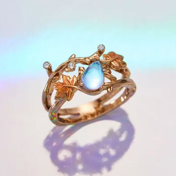 Fashion Retro Exquisite Branch Maple Leaf Ring Women's Creative Holiday Party Valentine's Day Jewelry Accessories Кольцо Женское 1