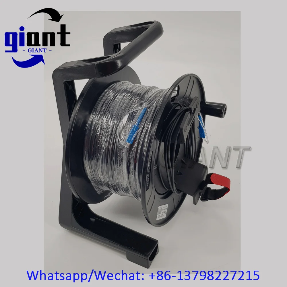 1코어, 100M/200M, SM, 9/125, 3.0mm TPU/LSZH 블랙 아머드 패치 코드 케이블, SCUPC에서 SCUPC까지 광섬유 케이블 PCD235 릴 포함