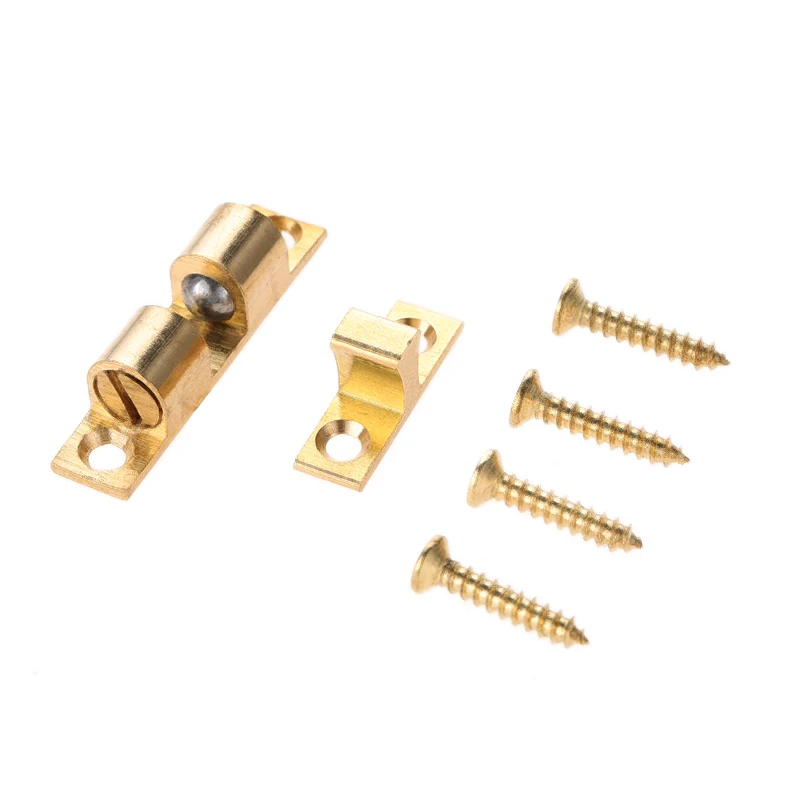 5 Sets 35mm Gold Brass Double Spring Steel Ball Catch Latch w/ Screws For Furniture Cabinet Door Adjustable Closet Tension Latch