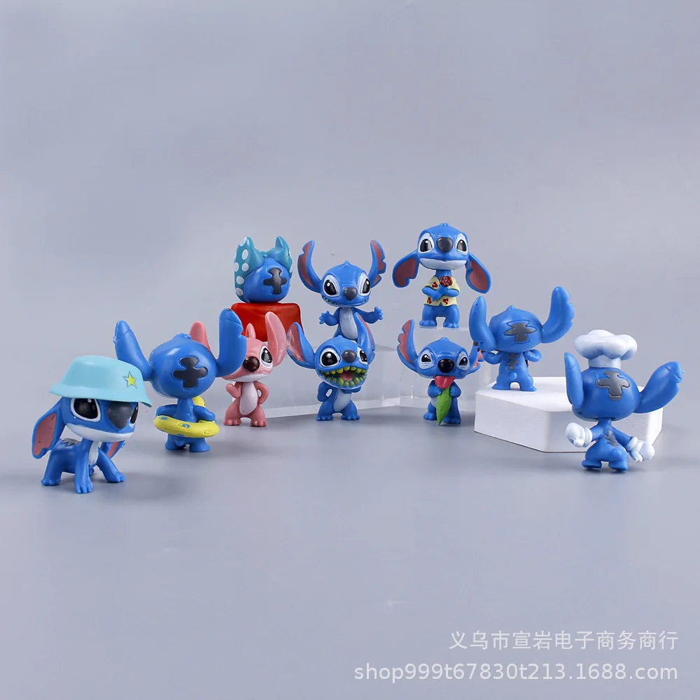 10pcs/set Disney Movies Lilo & Stitch Pvc Action Figures Cartoon Stitch Model Doll Car Ornament Cake Decoration Children Gifts
