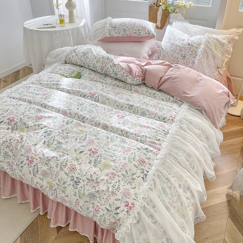 100% PURE COTTON GIRL'S PRINCESS WIND SKIRT RUFFLE DUVET BEDDING