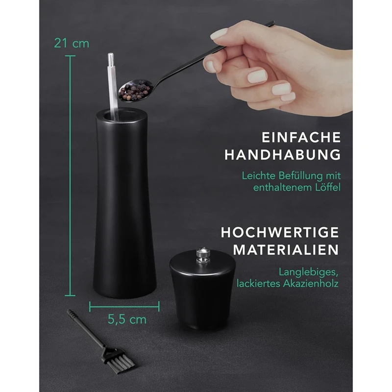 1Set Mill Wood -Salt And Pepper Grinder Salt Mill Spice Black Pepper Mills Salt Shaker And