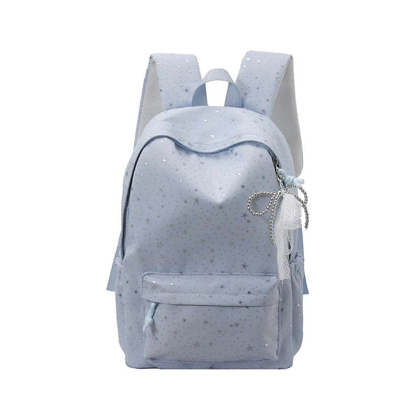 Women Star Canvas Backpack Multi-Pockets Bookbag with Bowknot Pendant Laptop Backpacks for Middle And High School Students 4