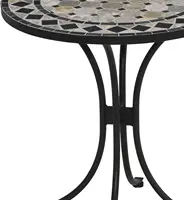 Home Styles Small Outdoor Bistro Table with Marble Tiles Design Table Top Constructed From Powder Coated Steel, Black 2