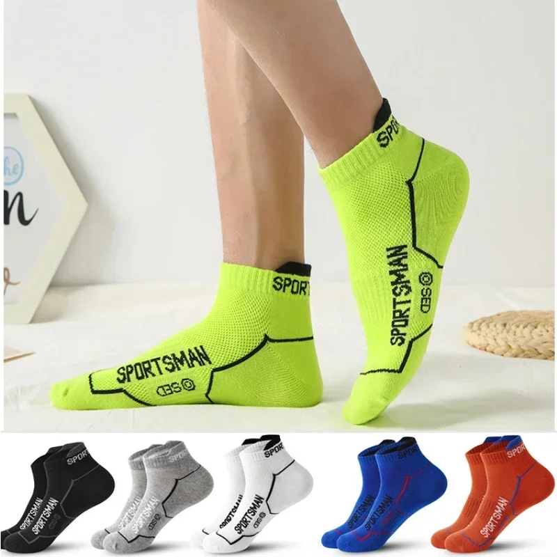 

12pcs/6 Pairs Men Running Sport Socks Bright Color Cotton Thin Fitness Socks Breathable Mesh Low Cut Running Socks EU(38-45)