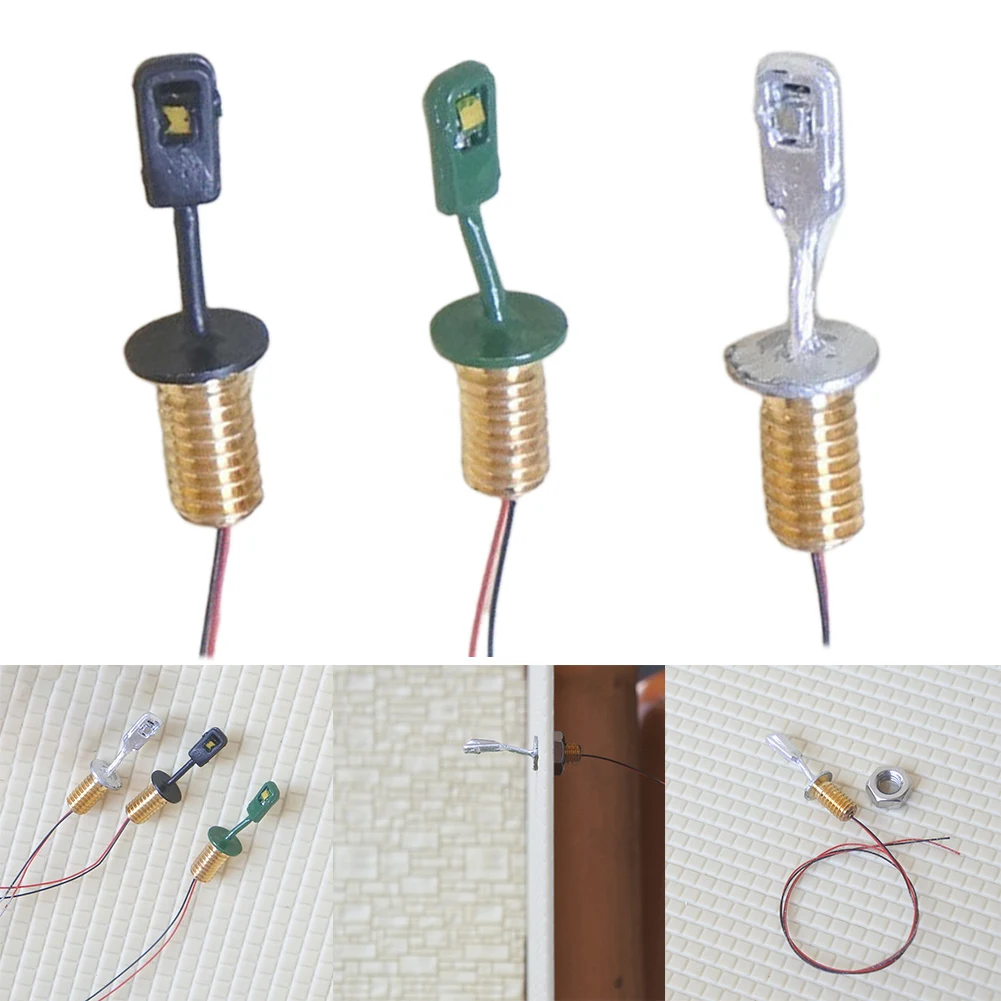 5pcs OO / HO Modern Street Bracket Light Model Wall Lamp Posts LED Building For Diy Sand Table Crossing Street Railway