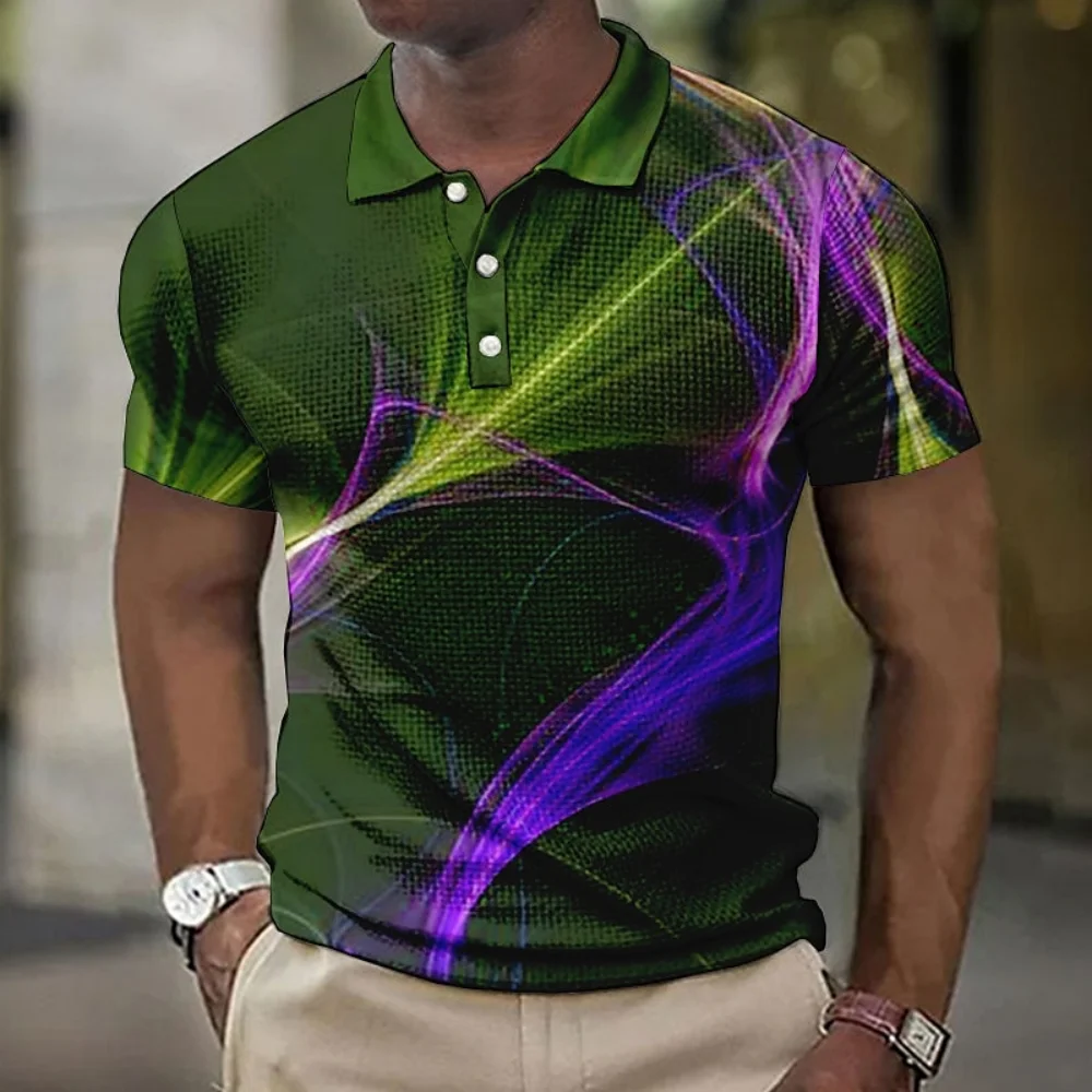 

Fashion Print Polo Men'S 3d Simple Polo Shirt Summer Lapel T-Shirt Short Sleeved Casual Polo Tops Premium Male Street Clothing