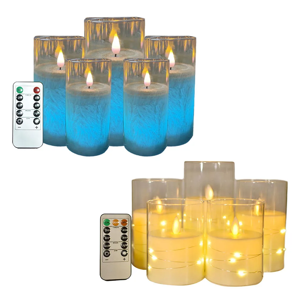 

3/5Pcs Led Flameless Electric Candles Lamp Acrylic Glass Battery Flickering Tealight Candle for Wedding Christmas Decoration