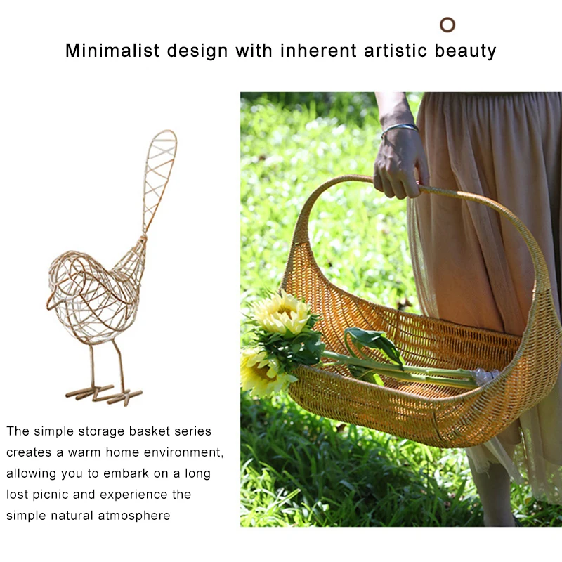 Vine Woven Fruit Storage Basket Hand Woven Basket Gift Picnic Home Kitchen storage box storage tray