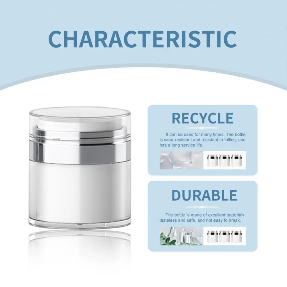 

1pc 15/30/50g Airless Pump Jar Empty Acrylic Cream Bottle Refillable Cosmetic Easy To Use Container Portable Travel Makeup Tools