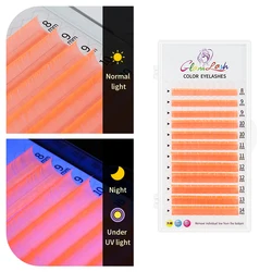 Vibrant Collection: Natural Colorful Eyelash Extensions - Lake Blue, Lavender, Cinnamon, Dark Green, Matcha Grey - C (UV Orange)