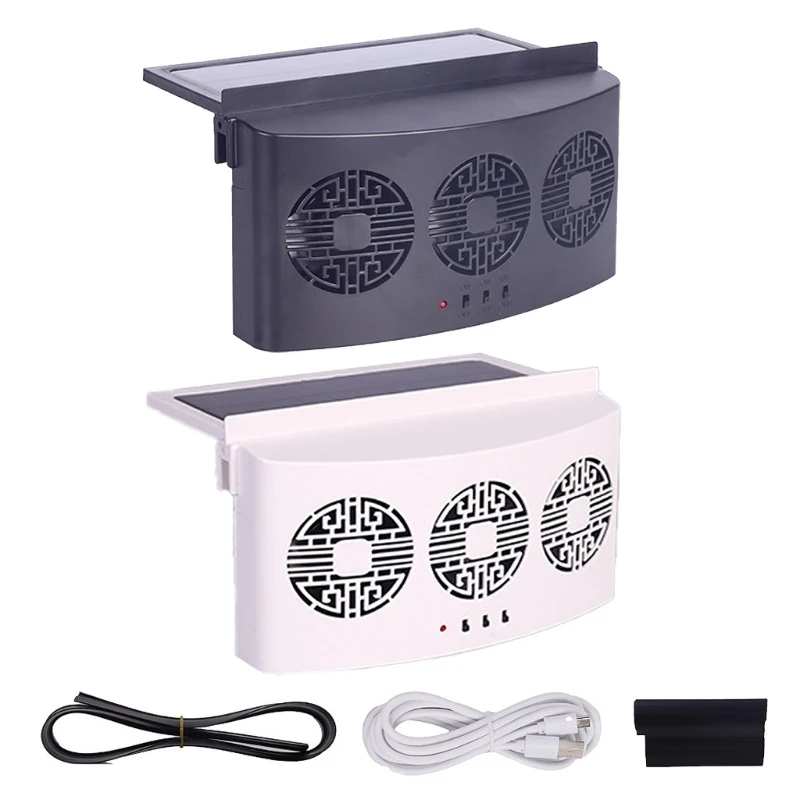 

090E Car Window Solar Ventilator USB Charging Solar Powered Fan Universal Car Cooler