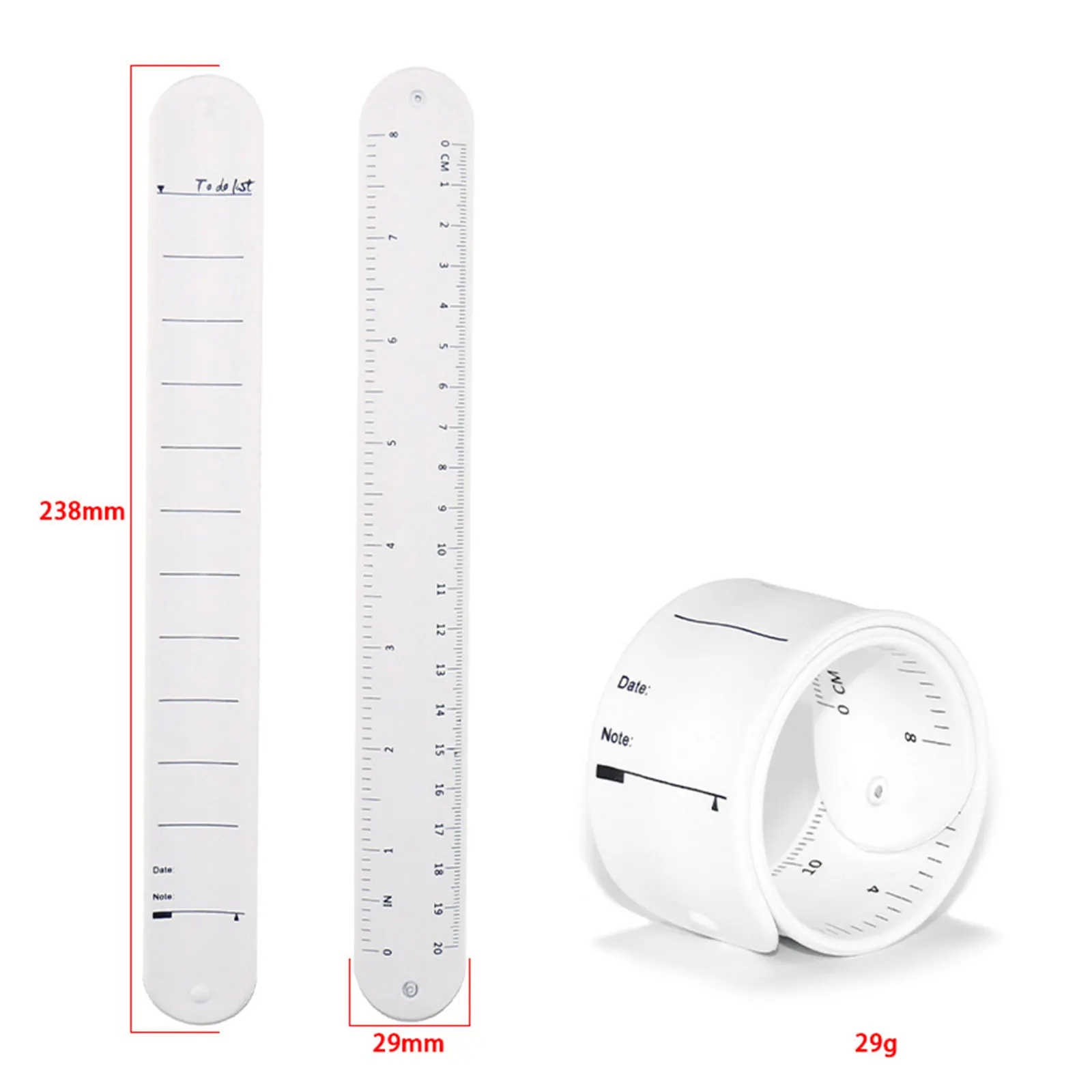 Silicone Memo Wristband Wearable Writeable Student Note Wrist Band Reusable Waterproof Erasable with Scale for Forgetful Elderly