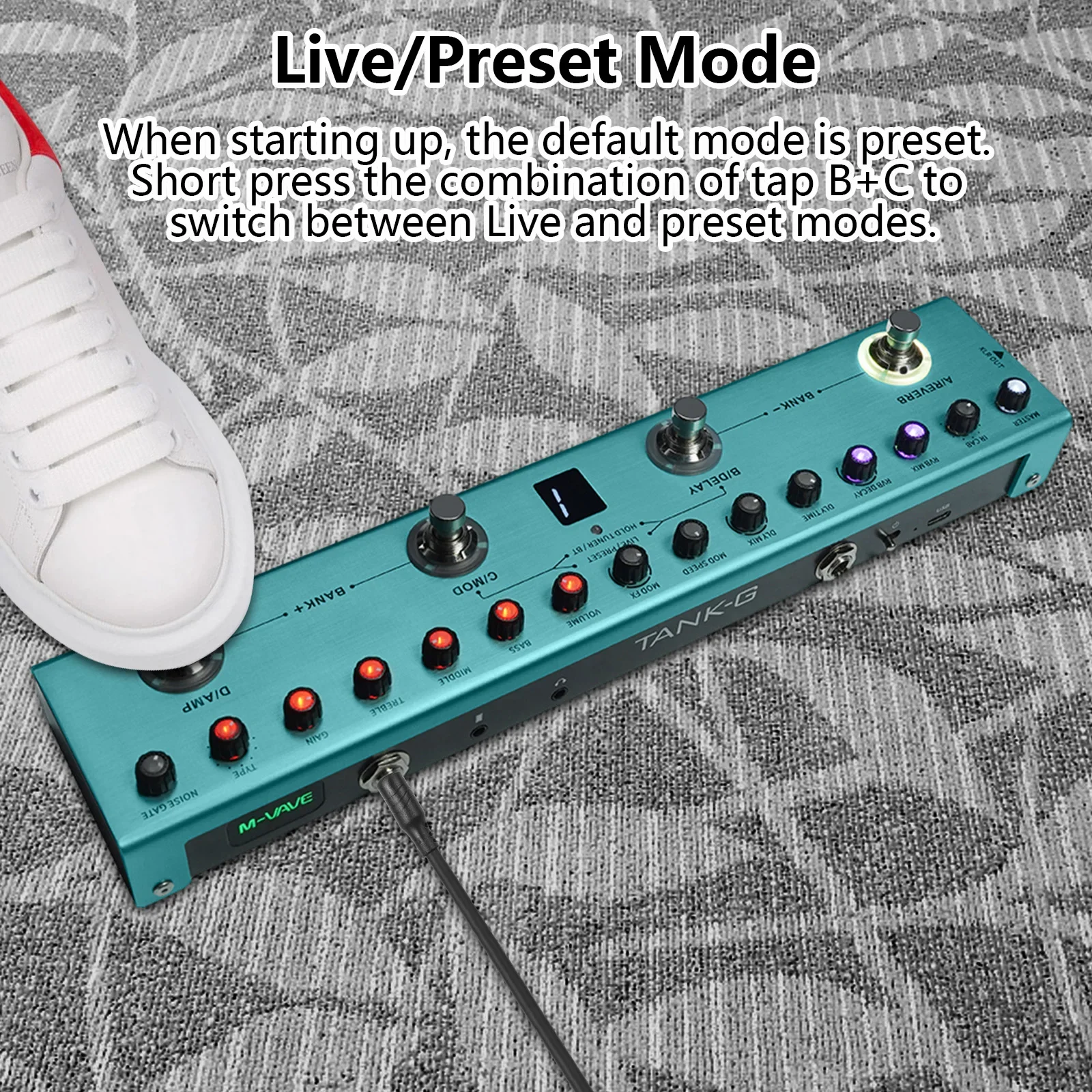 Vave Tank-マルチエフェクトペダル,36プレス,9プリアンプスロット,3