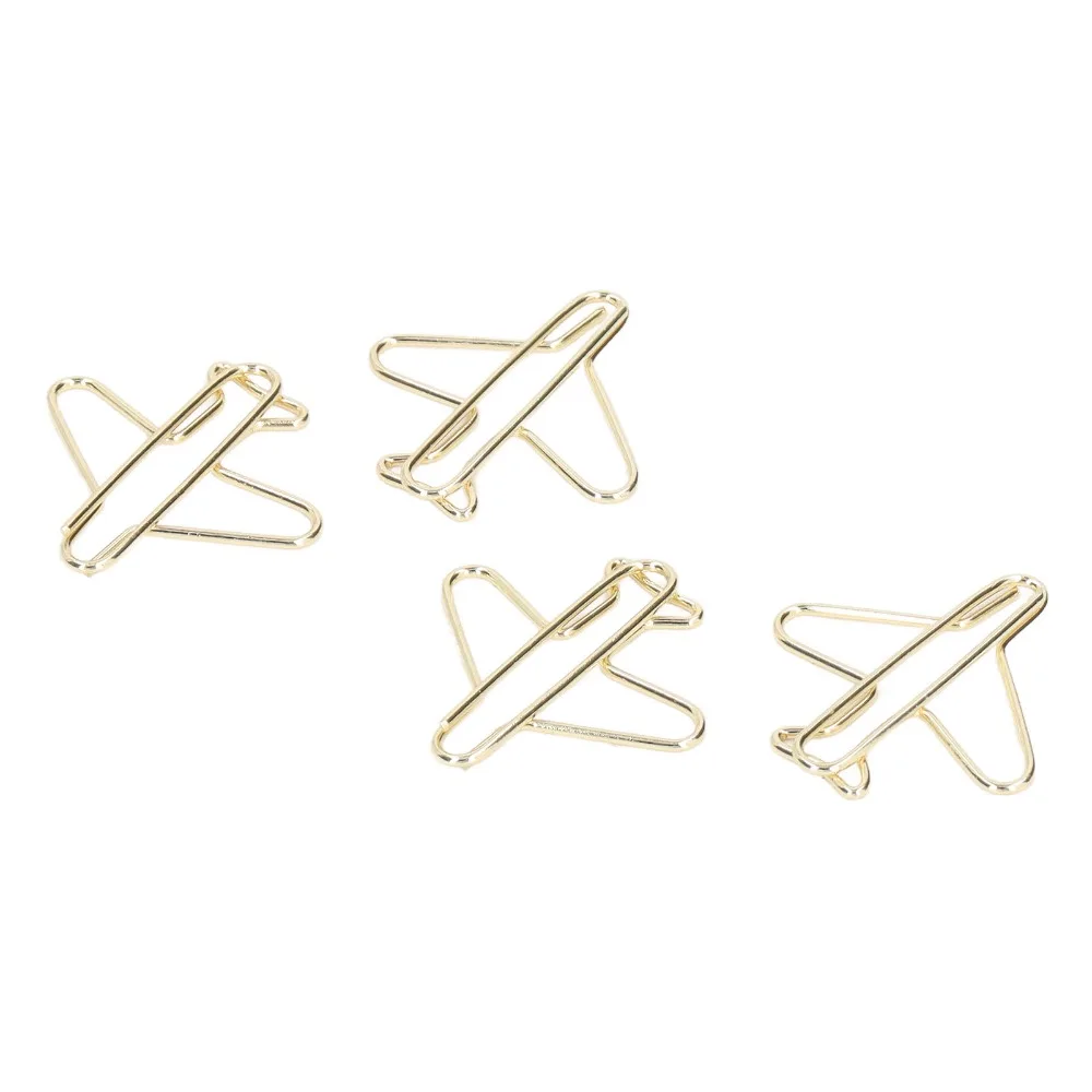 100PCS 재미 있은 항공기 모양의 종이 클립 골드 30*28mm 대형 바인더 클립 휴대용 미니 사이즈 금속 종이 클립 선물