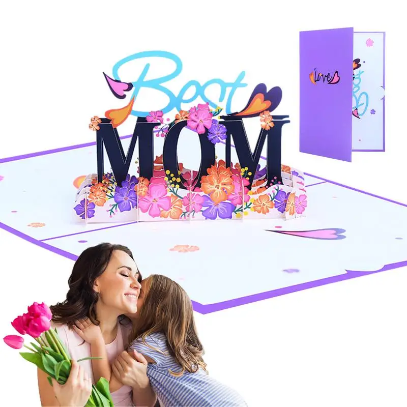 

Mother's Day Greeting Card Aesthetic 3D Best MOM Paper Card Pop-Up Card For Mother's Day Romantic Cards For Mom And Grandma
