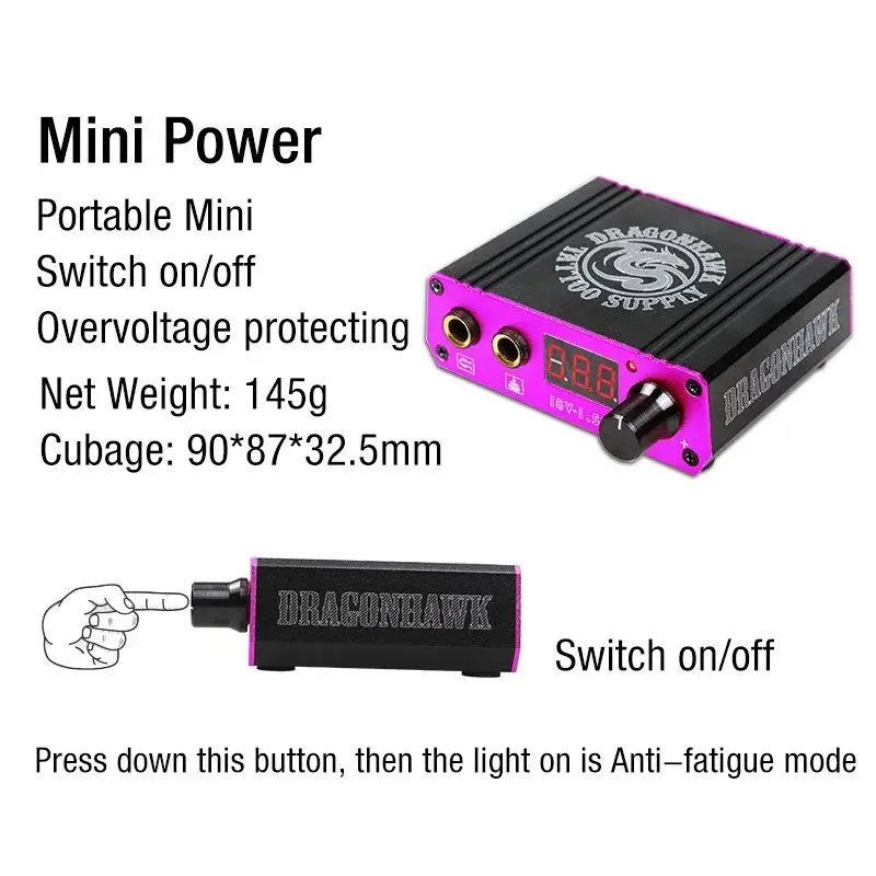Dragonhawk Top Quality Mini Tattoo Power Box LCD For Tattoo