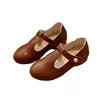 Kids Princess Shoes Solid Color Versatile Girls Leather Shoes T-strap 2024 New Children Flats Dance Shoes Fashion Temperament 6