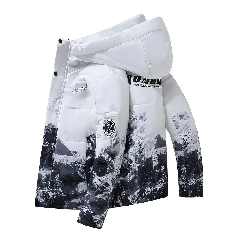 Down Jacket Men Snow Mountain White Duck Winter Hooded Casual Puffer Outdoor Windproof Warm