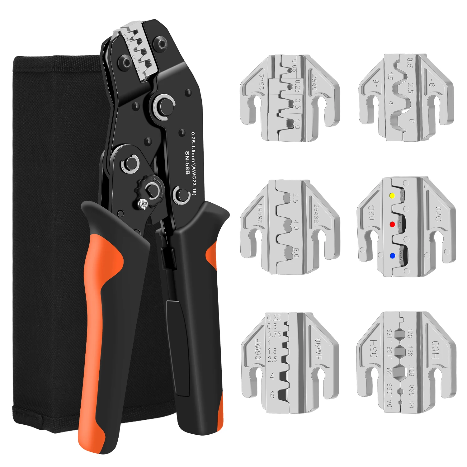Electrician Crimping Tool SN Ratchet Electrician Crimping Tool set for Insulated and Non-Insulated terminals Molex Open Barrel Dupont connectors