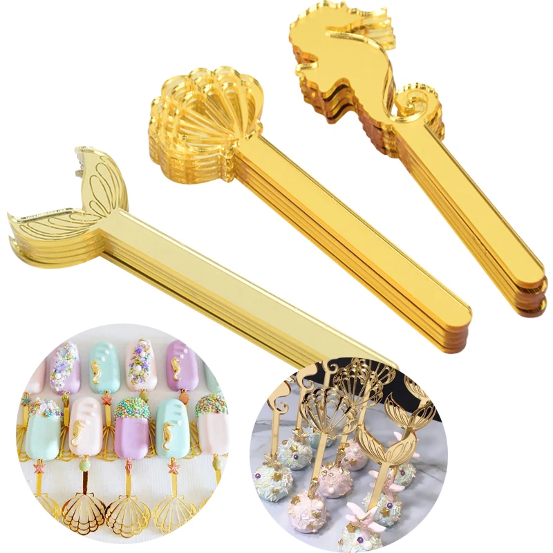 5Pcs Acrylic Ice Cream Sticks For Party Cake Decor
