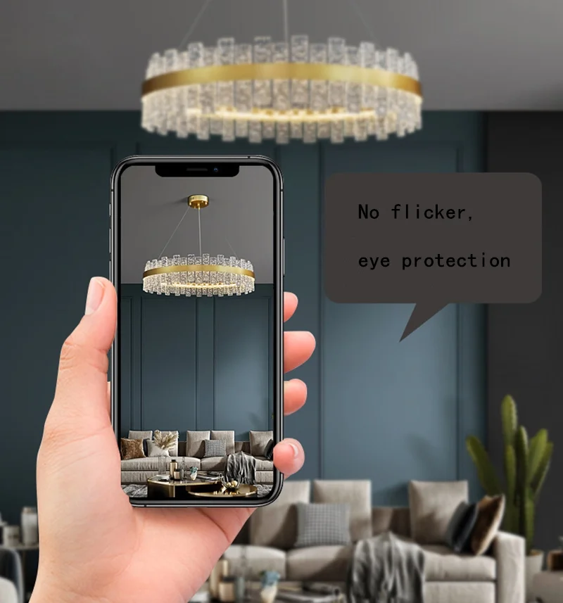 

2022Crystal Chandelier Ring Led Pendant Light Dining Room Bedroom Hotel Cristal Suspension Luminaire Lustre De Salon Lamp