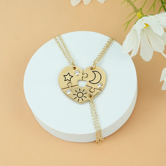 Luminous Star 3Pcs Broken Heart Pendant for Girls Bestie Friendship BFF  Necklaces 3 Best Friend Jewelry Gift