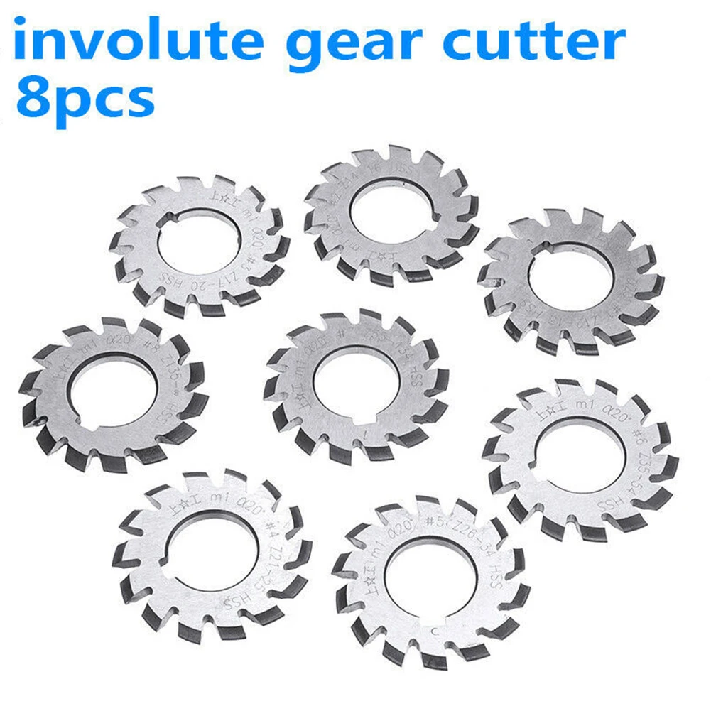 

Brand New Bevel Gear PA20 Involute Gear Cutter Milling Cutter Part Portable Practical Useful 8pcs/set Accessories