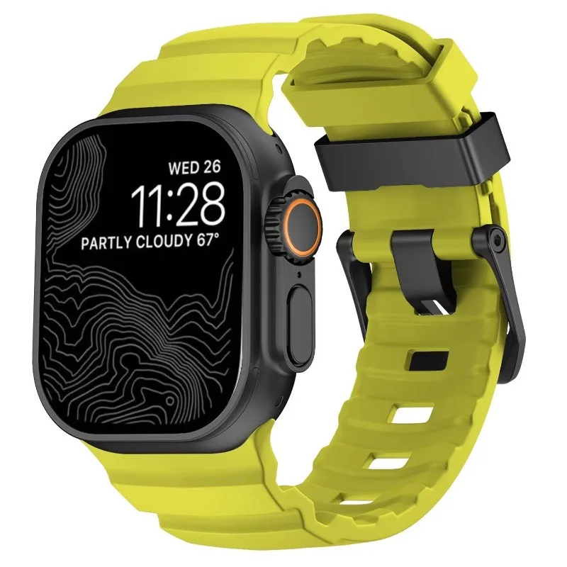 Luminous Sport Silicone & Titanium Metal Watch Band Bracelet