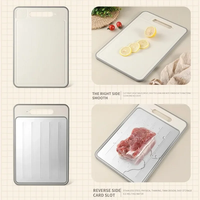 New 4 in 1 Defrosting Cutting Board Tray with Grater Sharpener Double Sided Chopping Board Frozen Meat Fish Food Tray Meat Tools