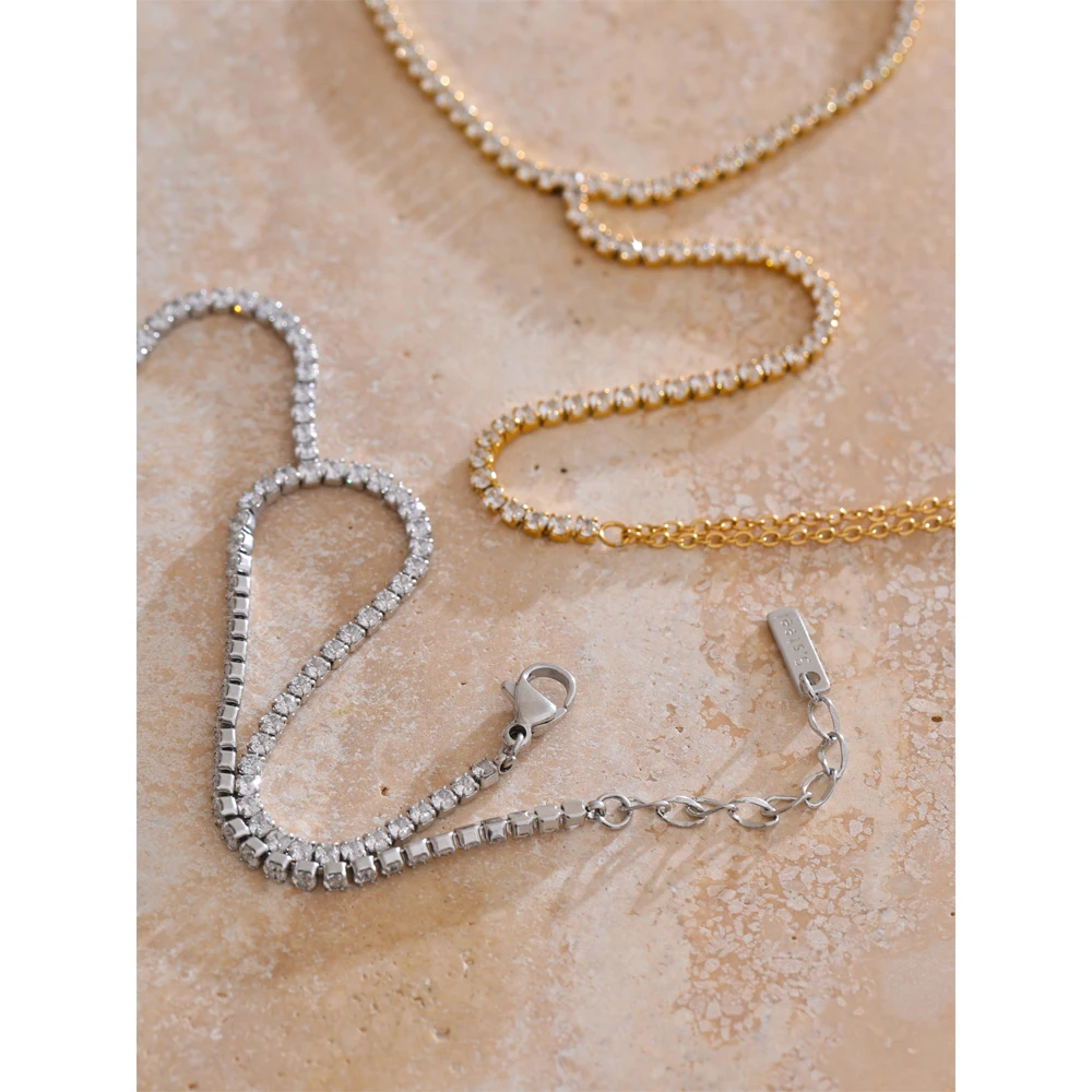 Yhpup Cubic Zirconia Chain Back of Hand Custom Jewelry for Women Stainless Steel