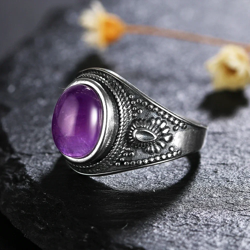 Natural Amethyst silver rings silver ring wedding rings Jewelry Rings For Women Party Wedding Anniversary Engagement Gifts Party Fine Jewelry