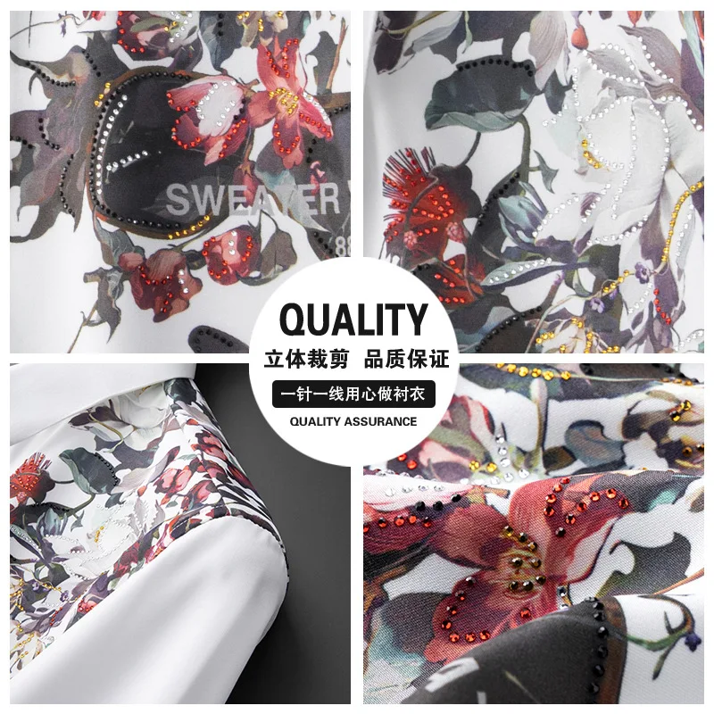 2025 الربيع زهرة حجر الراين قمصان الرجال سليم صالح...