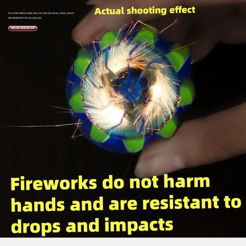 Fireworks Spinning Top,Firework Fingertip Gyro,Handheld Fireworks Gyroscope,Collision Sparks Light up Spinning Top Toy 3