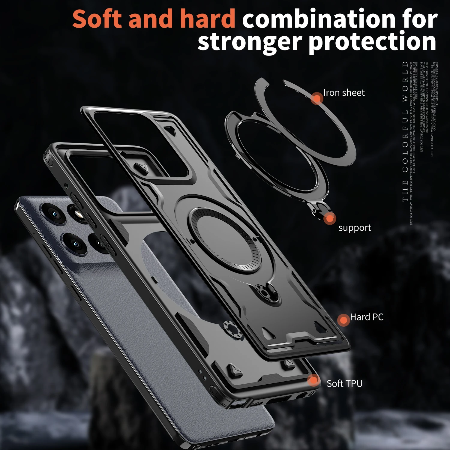 Enhanced Armor Shockproof Phone Case with 360° Rotating Magnetic Holder