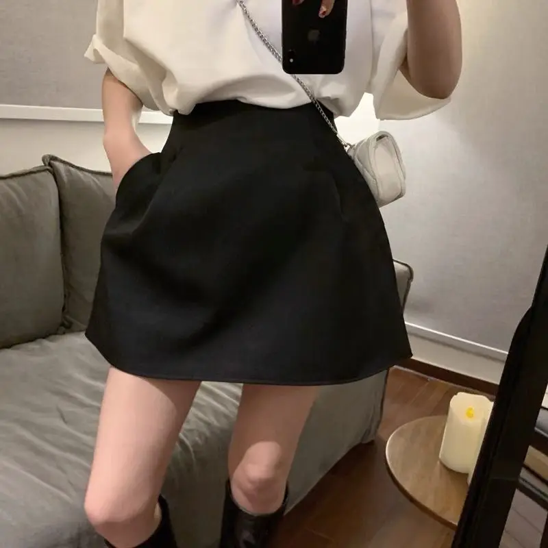 Skirt female summer 2024 new plus size loose retro high waist slim white umbrella skirt bud. black skirt
