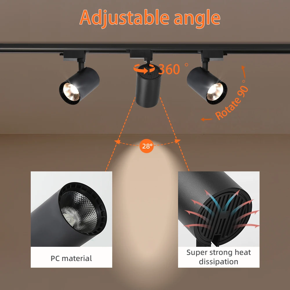 LED Track Light 220V Ceiling Spot Led 12/20/30/40W Ceiling Lamp for Living Room Kitchen Line Lighting Rail Systems Spotlight Set 4
