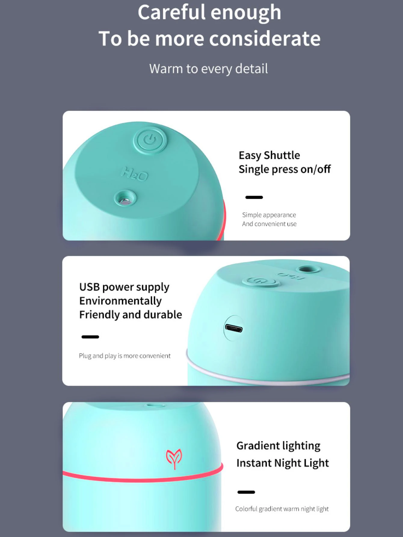 420ml Portable USB Ultrasonic Air Mini Humidifier Essential Oil Diffuser Car Purifier Aroma Anion Mist Maker 4