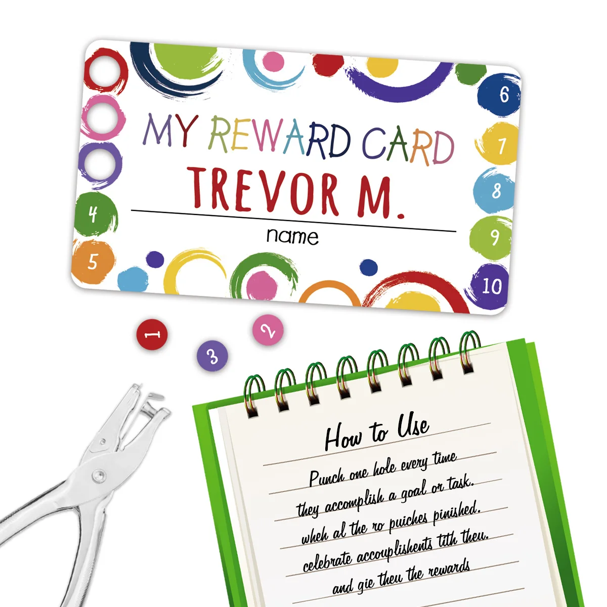 Custom Cards Mini Greeting Cards 50pcs Punch Cards My Reward Cards Classroom Student Home Behavior Incentive Decor Motivational Cute Cards Holiday Accessory